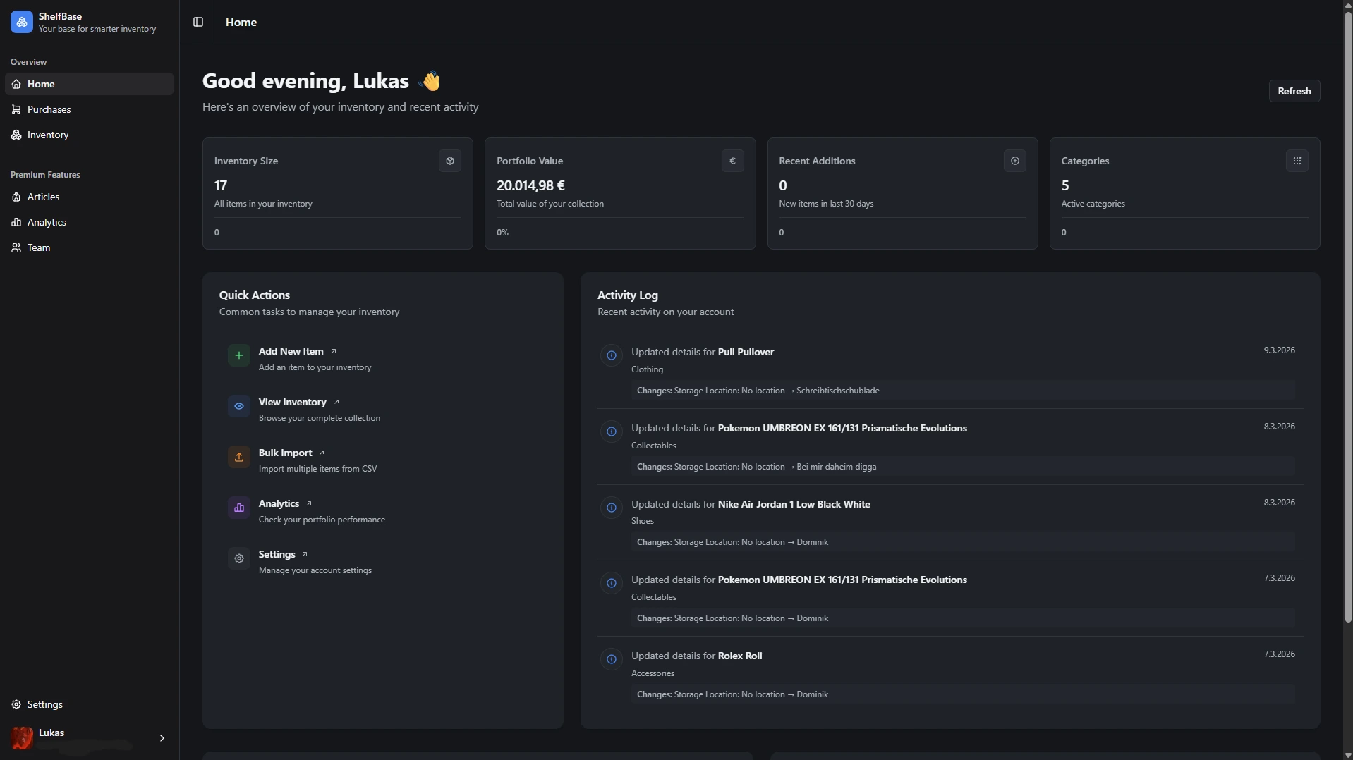 ShelfBase Dashboard