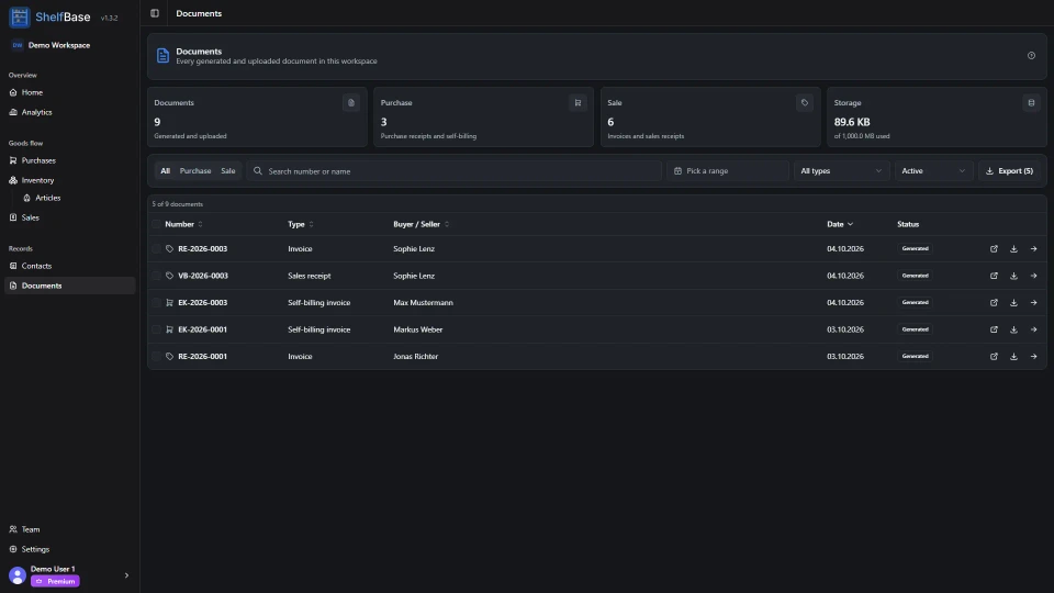 ShelfBase - Invoices without a Word template